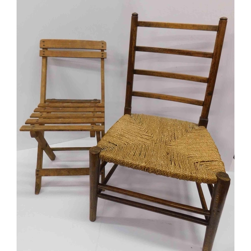 1 - Antique children's chairs - wicker & folding