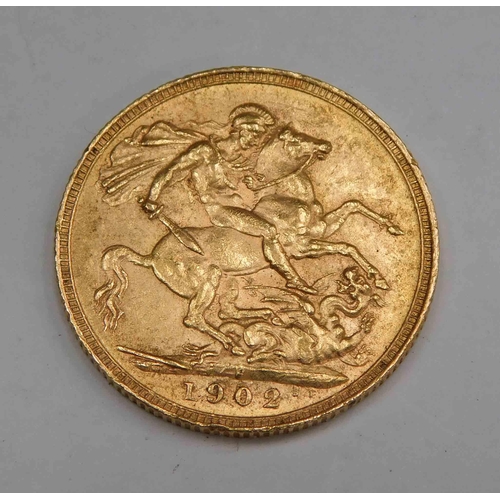 106a - 1902 dated - 22ct Gold full sovereign coin