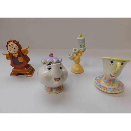 114 - Four - Disney Beauty & the Beast ceramics - no damage