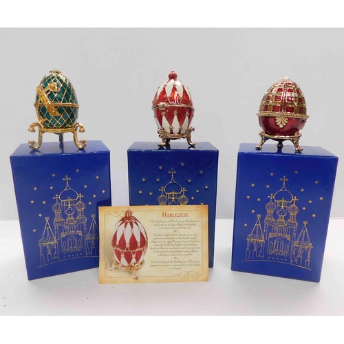 127 - Three - Reproduction Faberge egg - trinket boxes