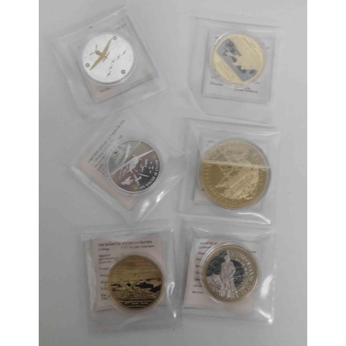 128 - Six - Windsor Mint commemorative restrike coins - with COAs including Battle of Britain & D Day