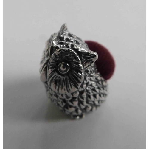 145 - Silver - owl pin cushion