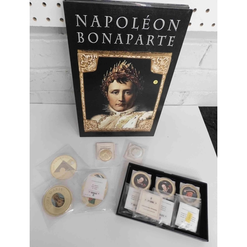 212 - Napoleon giant coin set - only one coin present & twelve - Windsor Mint restrike coins with certs.