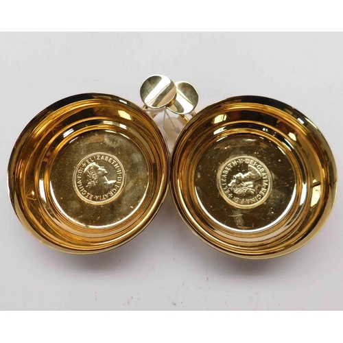 22a - Pair of gold plated - birthday Quaich's 1967