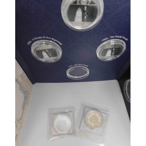 234 - Three - Platinum Wedding booklets - two empty, one with three coins present & two restrikes with COA... 