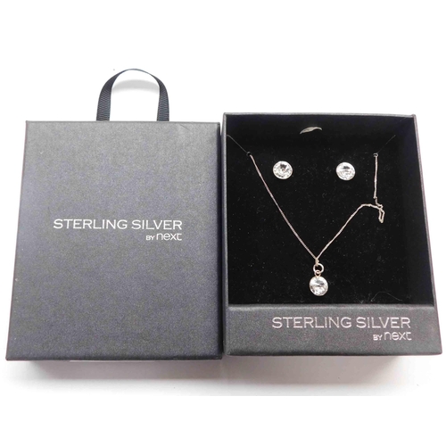 257 - Sterling silver - necklace & earrings set