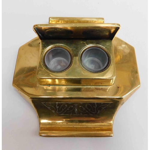 258 - Brass - double inkwell