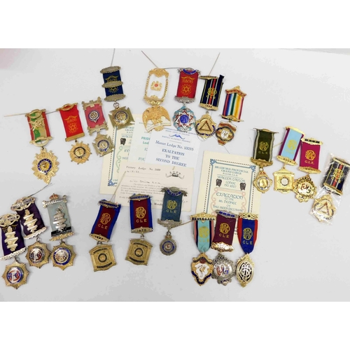 260 - Twenty one - R.A.O.B & Masonic enamelled  medals - including Fourteen sterling silver hallmarked exa... 