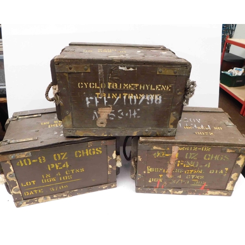 37 - Three - military style - ammunition boxes