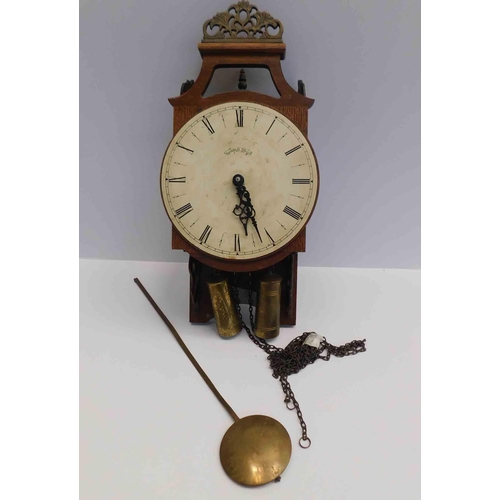 46 - Antique Fugis wall clock - weights & pendulum