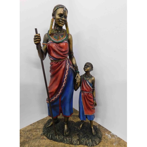 49 - Leonardo collection - Masai mother & child figure - approx. 24