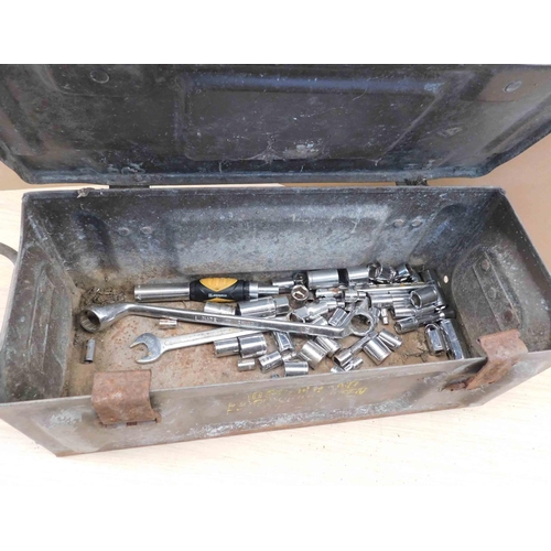 522 - Large ammo box and contents - sockets and spanners etc.