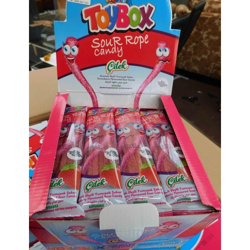 525 - Full box of sour rope candy sweets - 12x boxes of 24x per pack