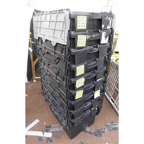 528 - 9x Heavy duty plastic tote boxes with lids