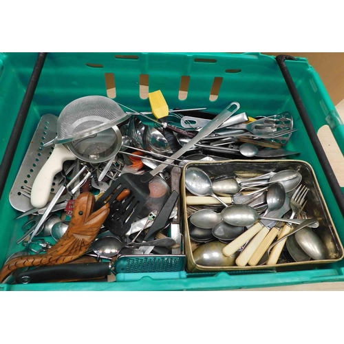 548 - Box of cutlery/ kitchen flatware etc.