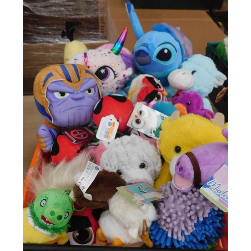 555 - Large tray of new & tagged soft toys (various sizes)