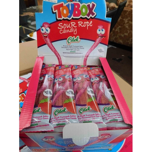 601 - Full box of sour rope candy sweets - 12x boxes of 24x per pack