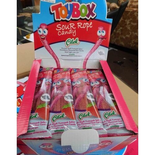 609 - Full box of sour rope candy sweets - 12x boxes of 24x per pack