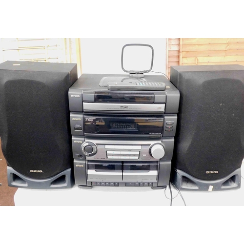 641 - Aiwa hi-fi system with remote and speakers - W/O