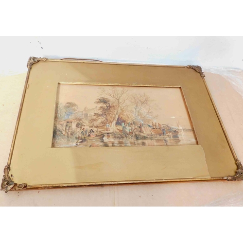 648 - Framed watercolour, possibly by Samuel Bough - unsigned, as seen/damaged