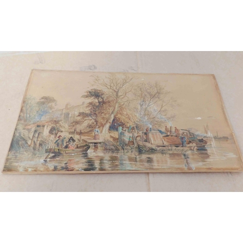 648 - Framed watercolour, possibly by Samuel Bough - unsigned, as seen/damaged