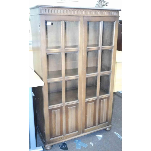 651 - Vintage oak glass topped cabinet