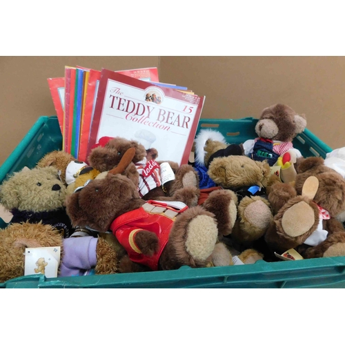 717 - Box of teddy bear collection, teddy bears and magazines