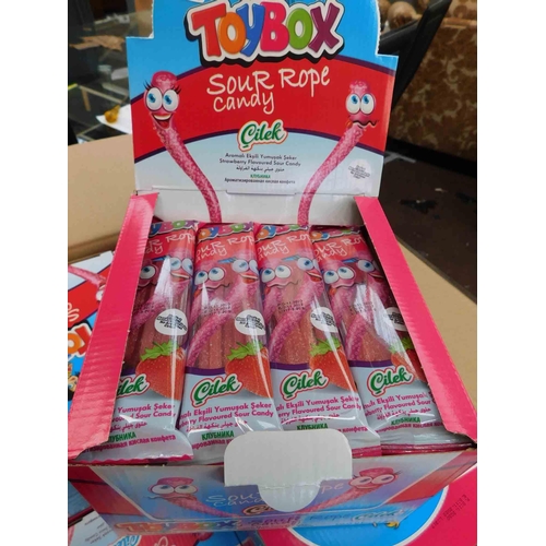 719 - Full box of sour rope candy sweets - 12x boxes of 24x per pack