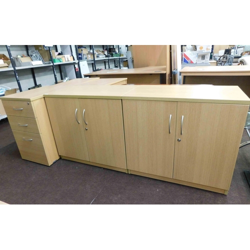 736 - 2x Double fronted storage cabinets + 3 drawer unit