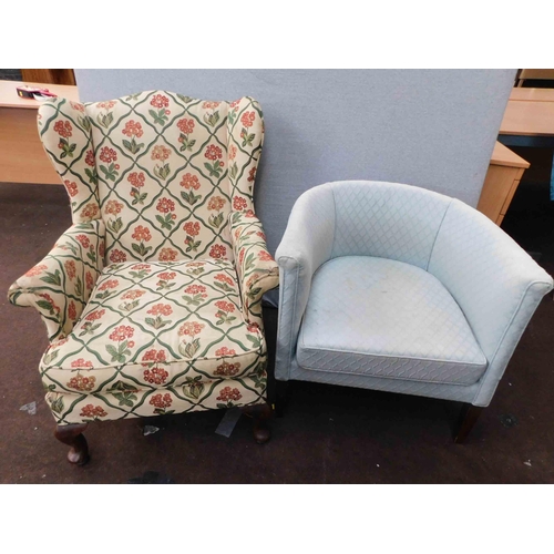 752 - Bucket chair and fireside chair