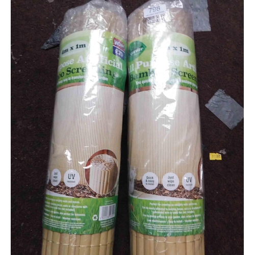 798 - 2x New & sealed 4m x 1m bamboo screening packs