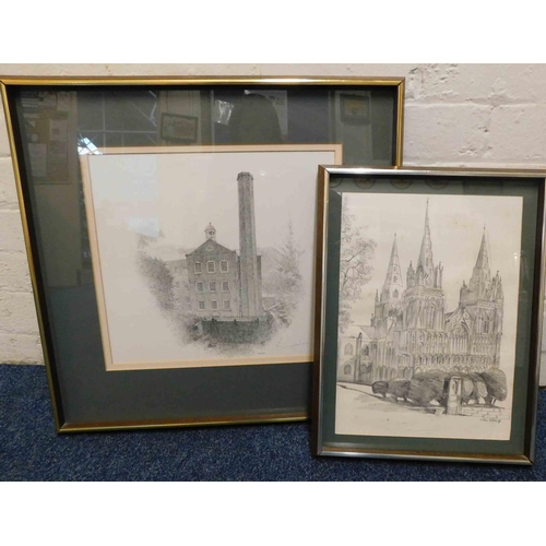 87 - Framed print - signed Geldart 27/100 & signed original sketch