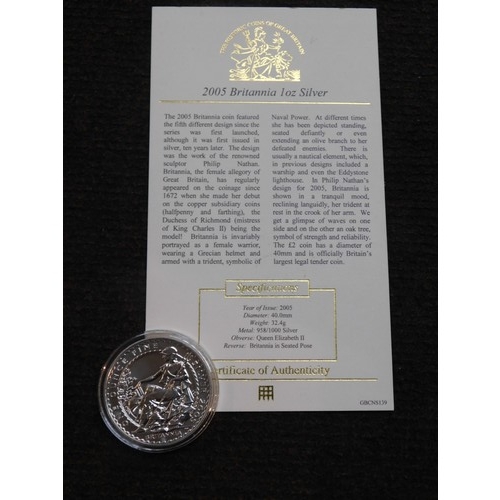 138 - 2005 - Silver 1oz Britannia coin with COA