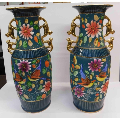 1 - Two ceramic vases - marked hand painted by H.B. Quaregnan, Belguim - approx. 21