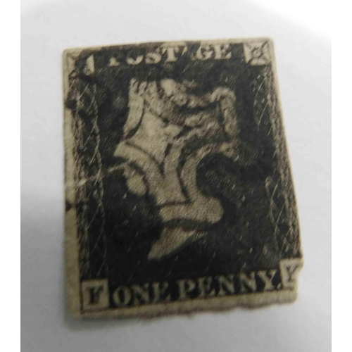 117 - 1840 dated - Penny black stamp - with partial upright black Maltese cross