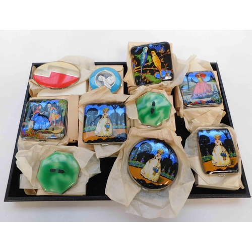 12 - Ten - Vintage enamelled compacts