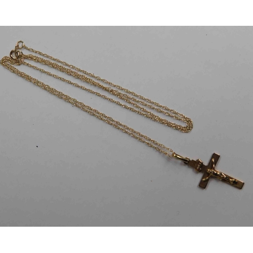 142 - 9ct Gold chain & 9ct gold crucifix - chain 18