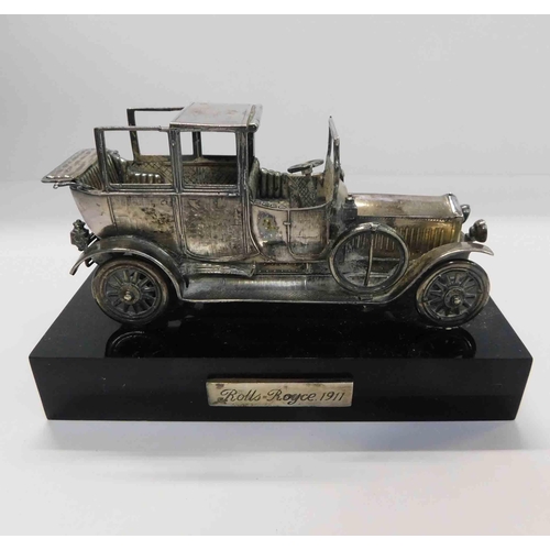 15 - Silver on pewter - 1911 Rolls Royce model - base 6 x 3