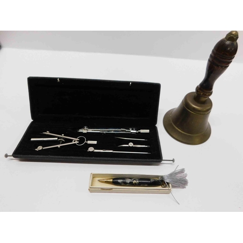 176 - Bell, pen & geometry set