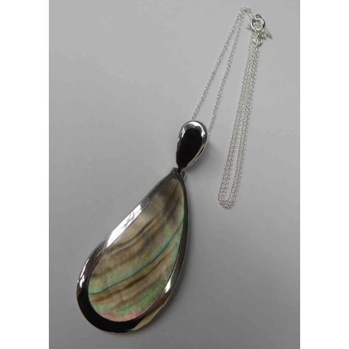 220 - Silver - Paua Shell pendant on silver chain