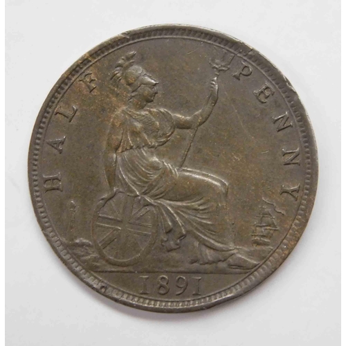 221 - 1891 dated - 1/2d coin