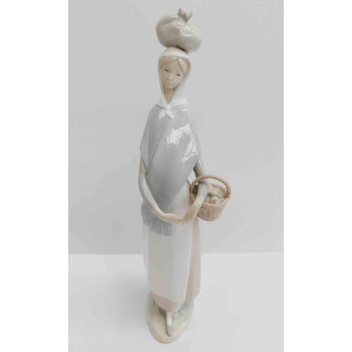 231 - Lladro girl with basket - no damage 13 1/2