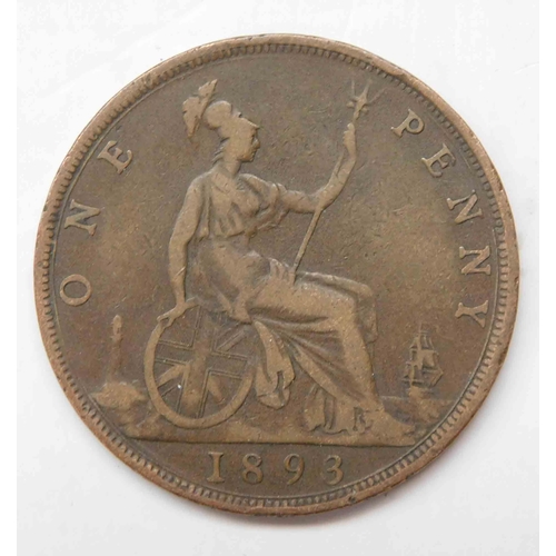 236 - 1893 dated - 1d Penny coin