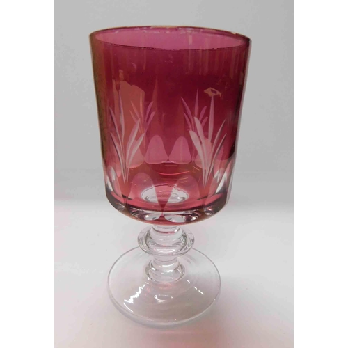 251 - Five - ruby glass goblets