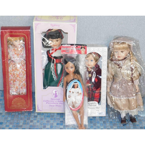 551 - Selection of 5 collectors dolls