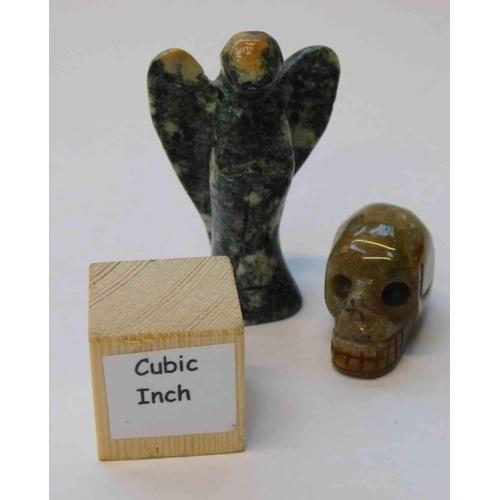 115 - Unusual agate skull and hardstone angel