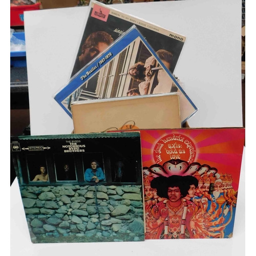 2 - Box of LPs mainly 60s incl. Hendrix, Byrds, Eddie Cochran, Neil Young, Beatles etc.