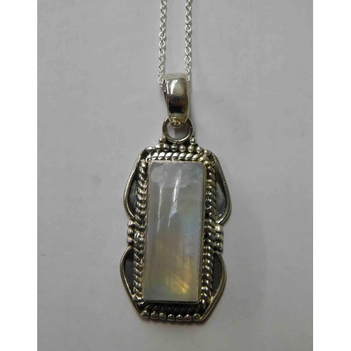 246 - Silver moonstone pendant on silver chain