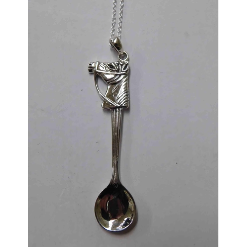 262 - Silver horse spoon pendant on silver chain