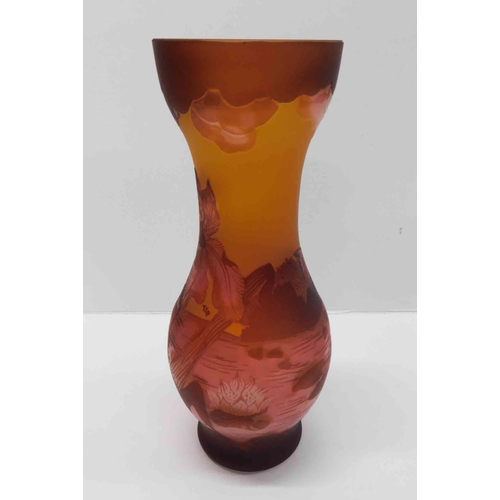 271 - French Cameo hand blown glass vase, signed, approx 9